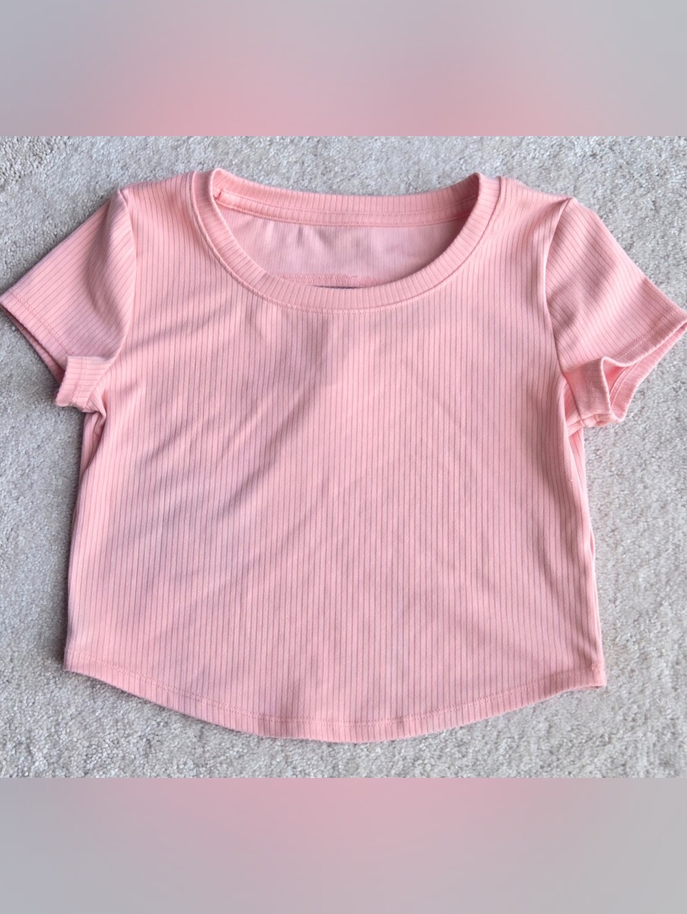 Zella Pink Ribbed Short-Sleeve Tee